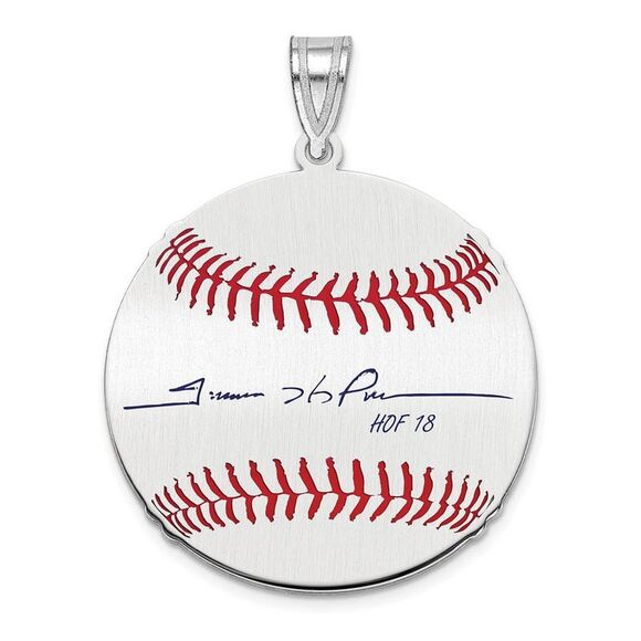 Sterling Silver Trevor Hoffman Signature MD Enamel Baseball Pendant